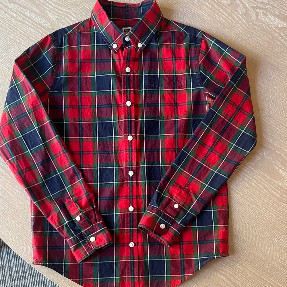 Janie and Jack Red and Black Plaid Button Down Shirt